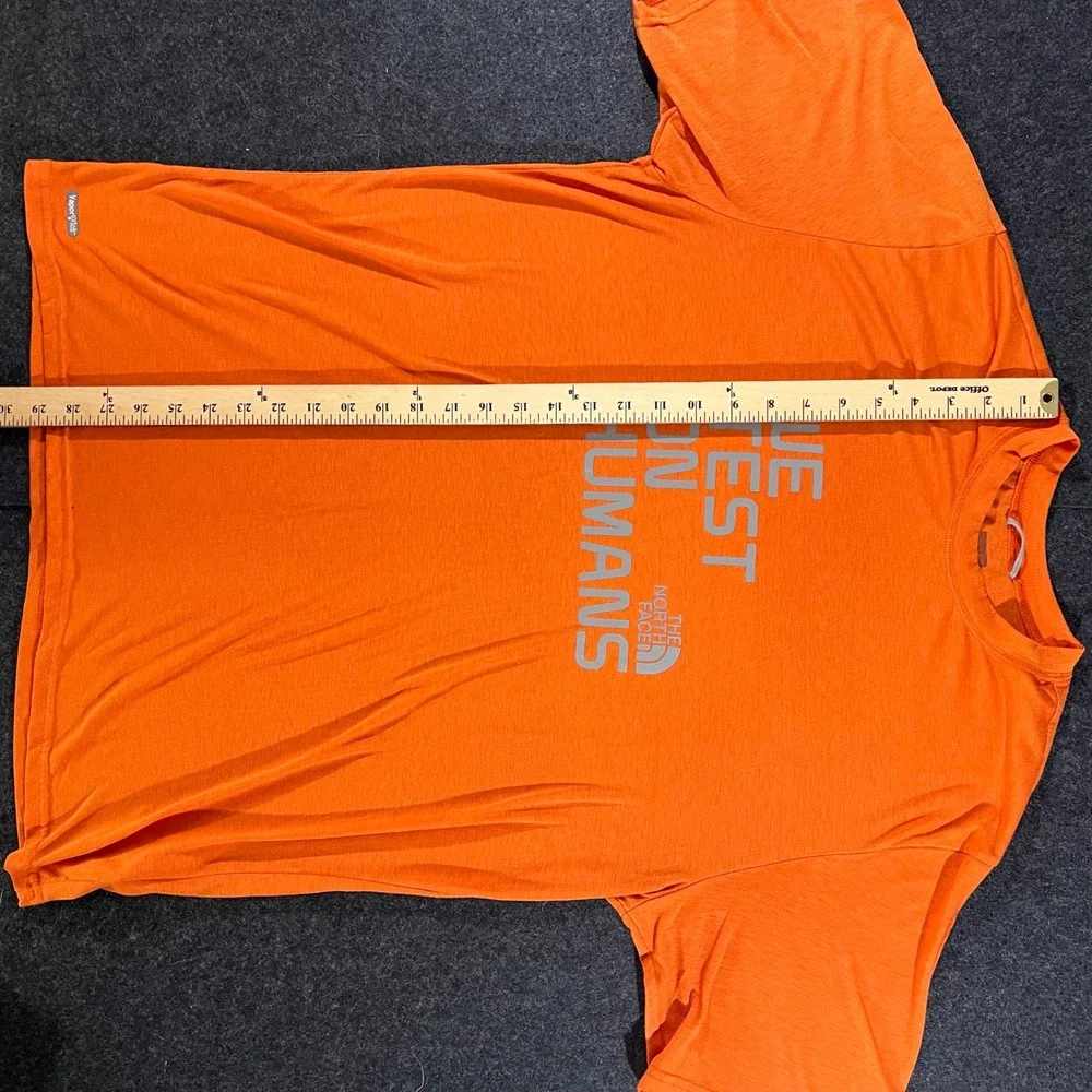 The North Face We Test On Humans Shirt Mens L Orange Graphic Tee Hiking